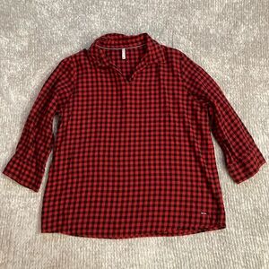 Lee‎ Cooper Buffalo Check Plaid Shirt XL Soft V-neck Pullover Classic